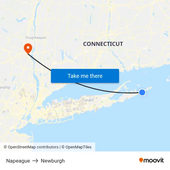Napeague to Newburgh map