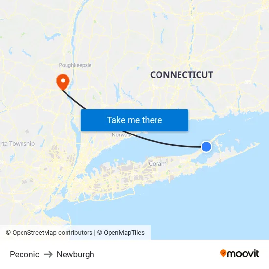 Peconic to Newburgh map