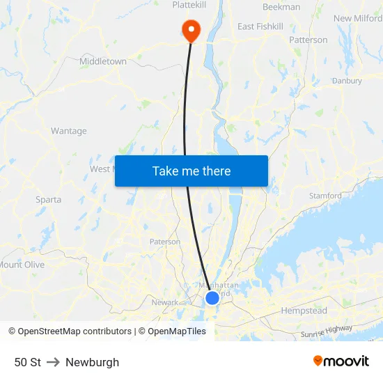 50 St to Newburgh map