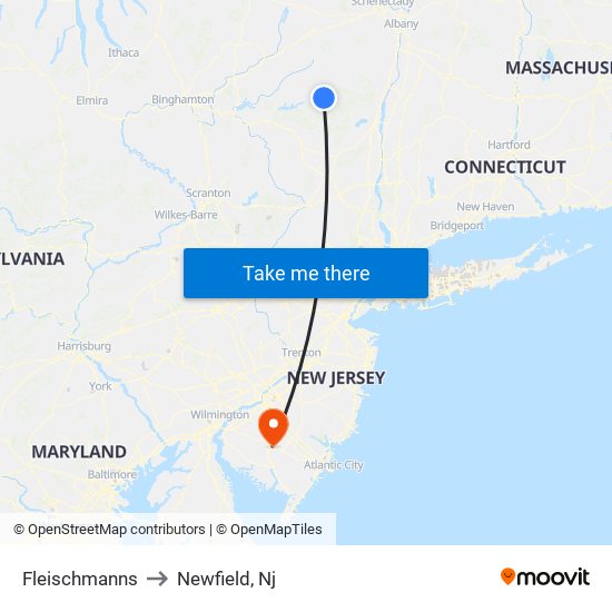 Fleischmanns to Newfield, Nj map