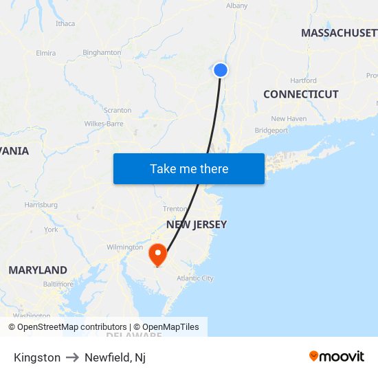 Kingston to Newfield, Nj map