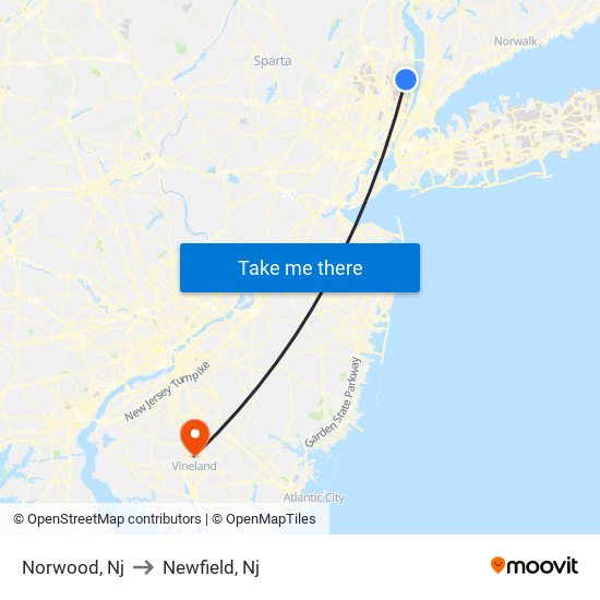 Norwood, Nj to Newfield, Nj map