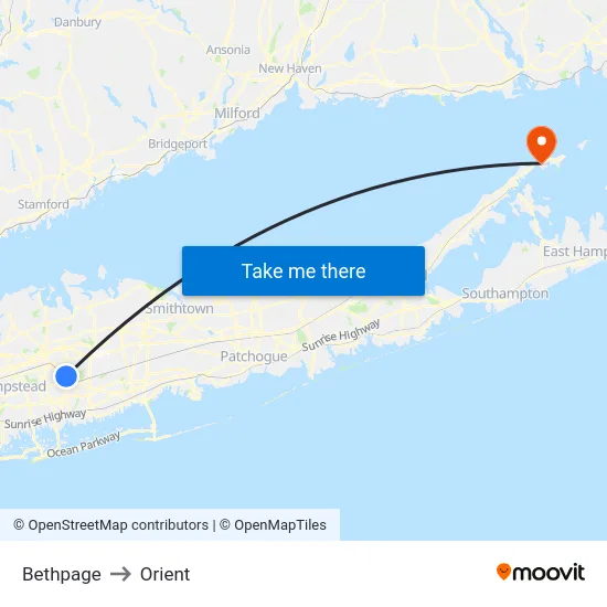 Bethpage to Orient map