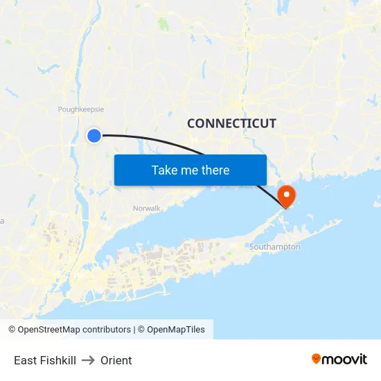 East Fishkill to Orient map