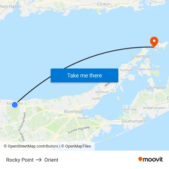 Rocky Point to Orient map