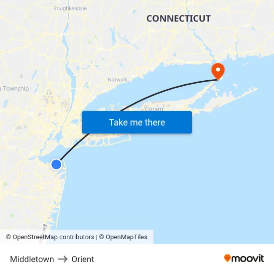 Middletown to Orient map