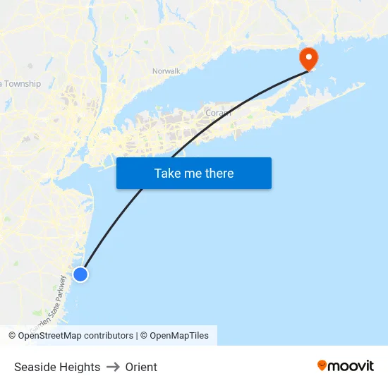 Seaside Heights to Orient map