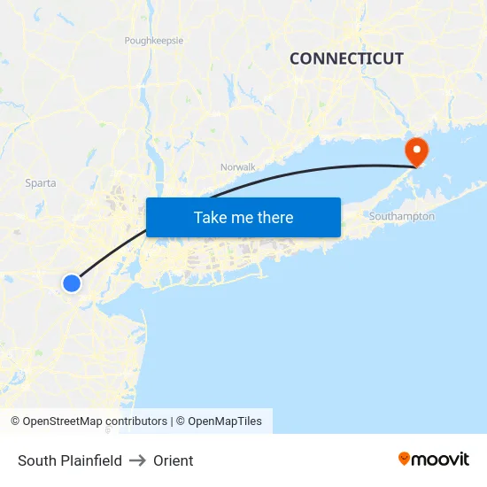 South Plainfield to Orient map