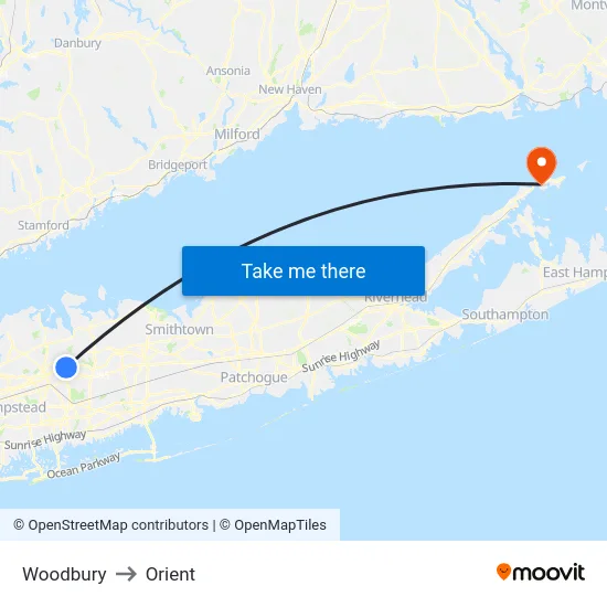 Woodbury to Orient map