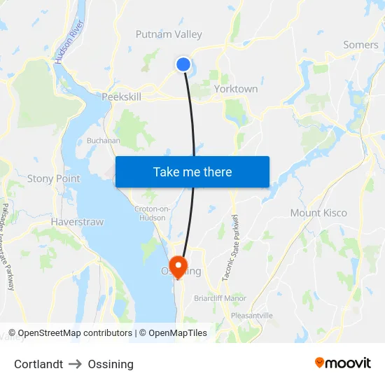 Cortlandt to Ossining map