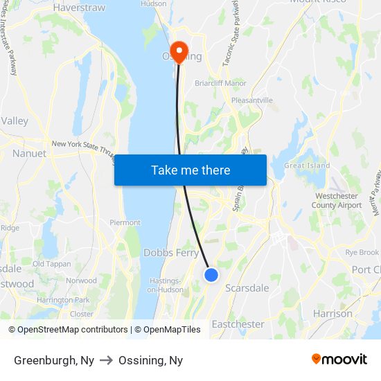 Greenburgh, Ny to Ossining, Ny map