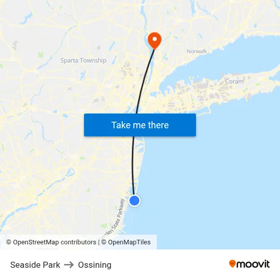 Seaside Park to Ossining map