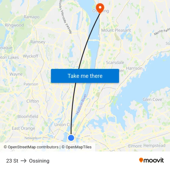 23 St to Ossining map