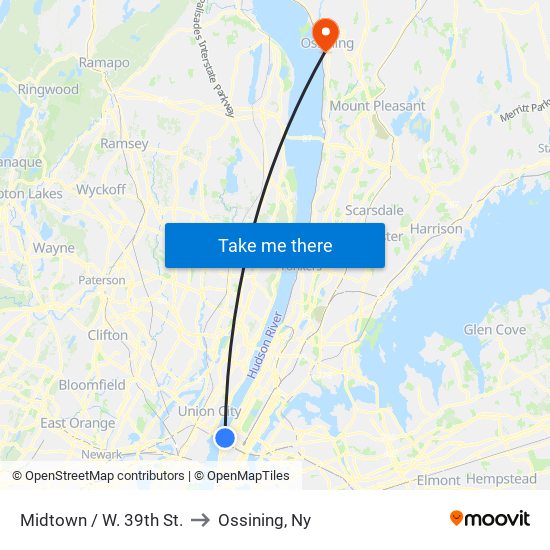 Midtown / W. 39th St. to Ossining, Ny map