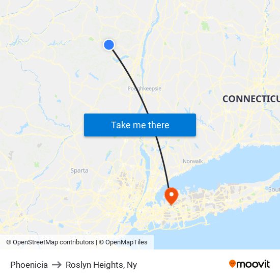 Phoenicia to Roslyn Heights, Ny map