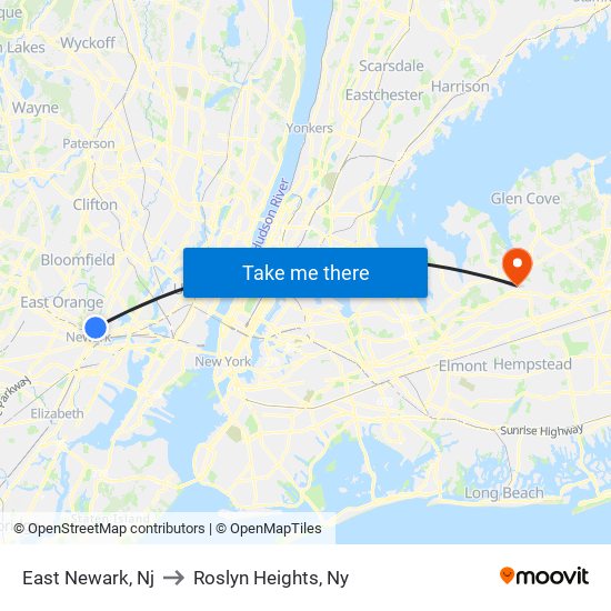 East Newark, Nj to Roslyn Heights, Ny map