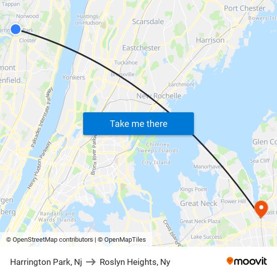 Harrington Park, Nj to Roslyn Heights, Ny map