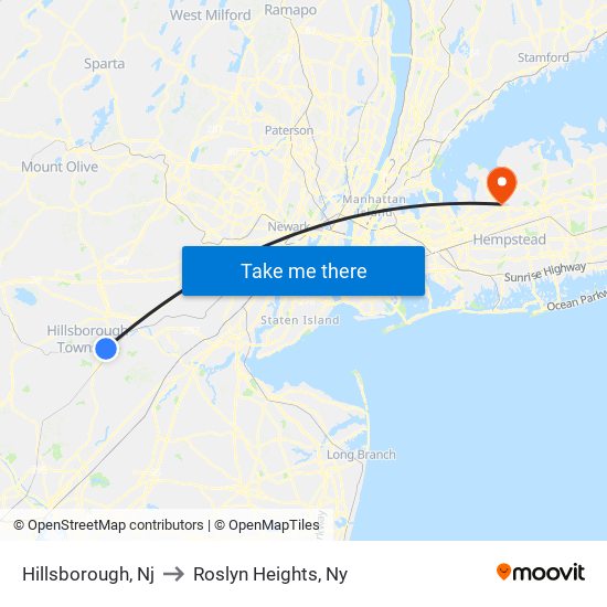 Hillsborough, Nj to Roslyn Heights, Ny map