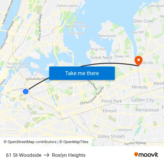 61 St-Woodside to Roslyn Heights map
