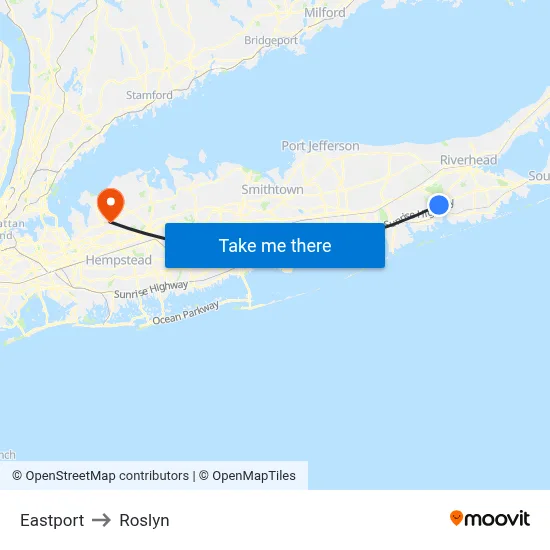 Eastport to Roslyn map