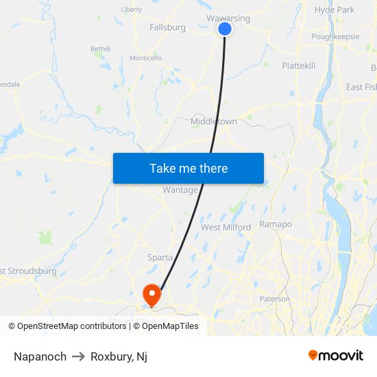 Napanoch to Roxbury, Nj map