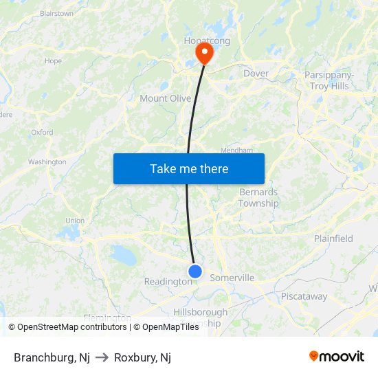 Branchburg, Nj to Roxbury, Nj map