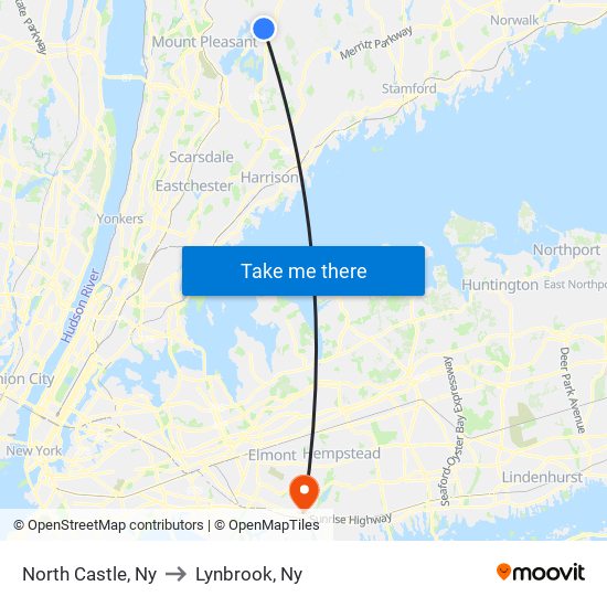 North Castle, Ny to Lynbrook, Ny map