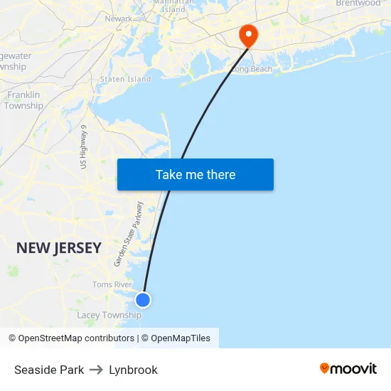 Seaside Park to Lynbrook map