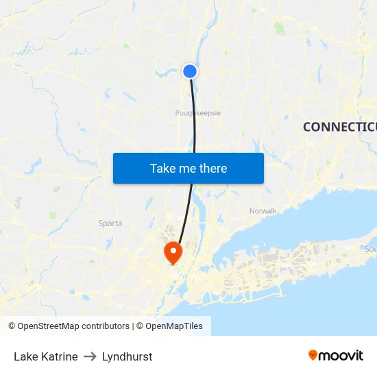 Lake Katrine to Lyndhurst map
