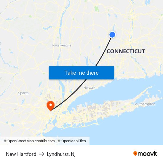 New Hartford to Lyndhurst, Nj map