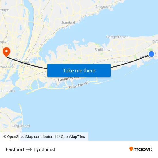Eastport to Lyndhurst map