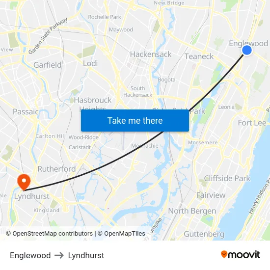 Englewood to Lyndhurst map