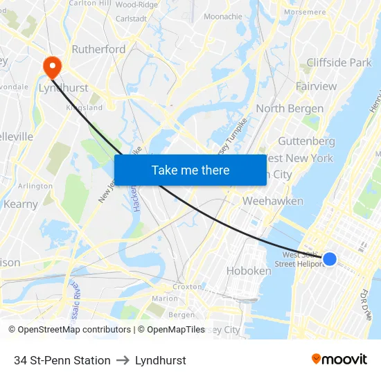 34 St-Penn Station to Lyndhurst map