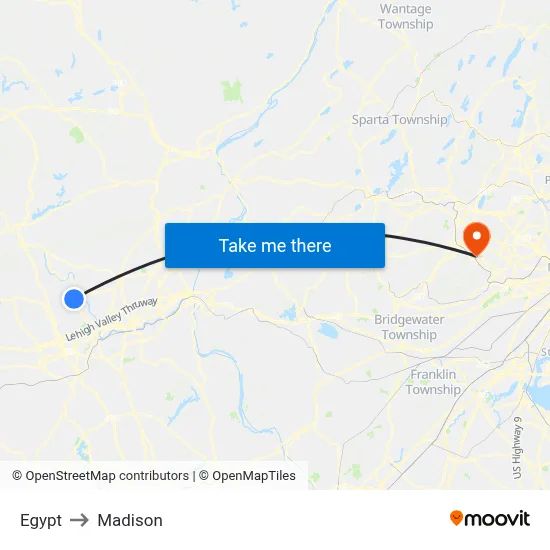 Egypt to Madison map