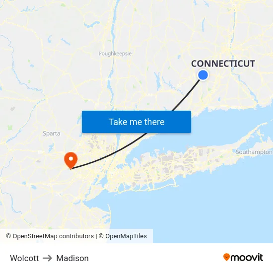 Wolcott to Madison map