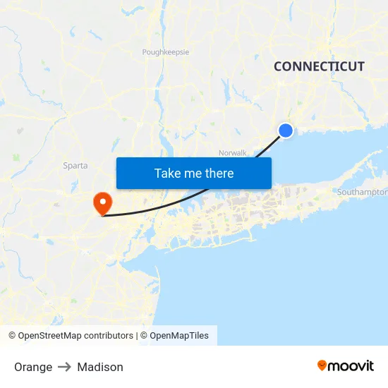 Orange to Madison map
