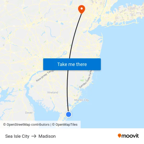 Sea Isle City to Madison map