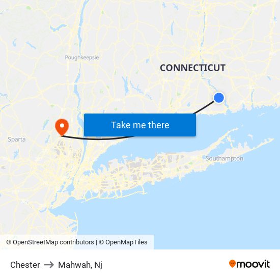 Chester to Mahwah, Nj map