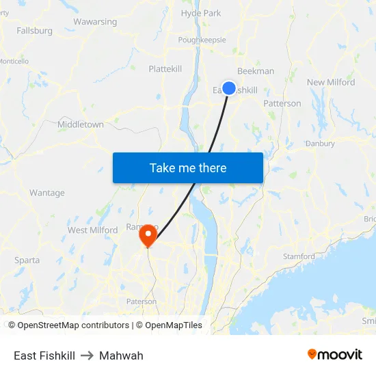 East Fishkill to Mahwah map