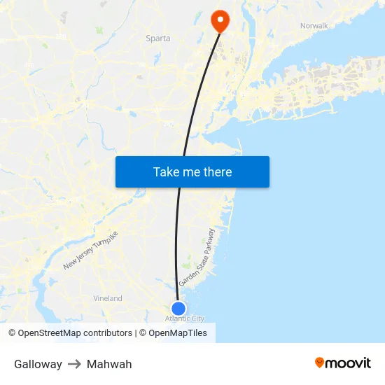 Galloway to Mahwah map