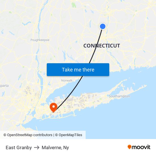 East Granby to Malverne, Ny map