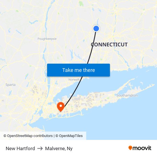 New Hartford to Malverne, Ny map
