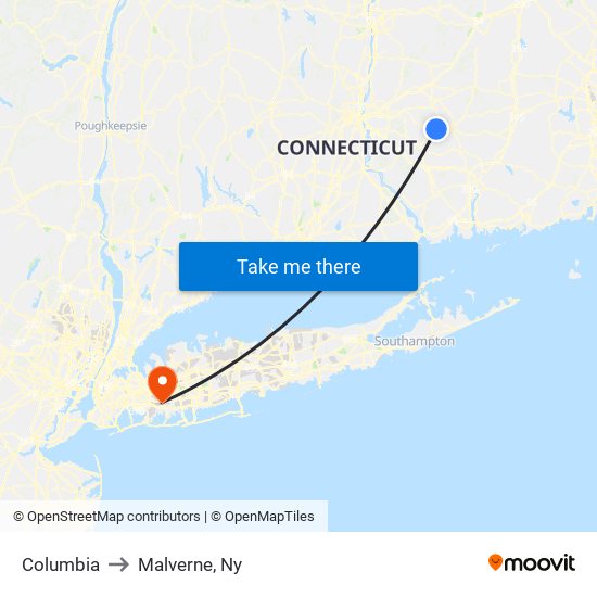 Columbia to Malverne, Ny map