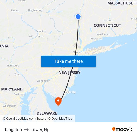 Kingston to Lower, Nj map