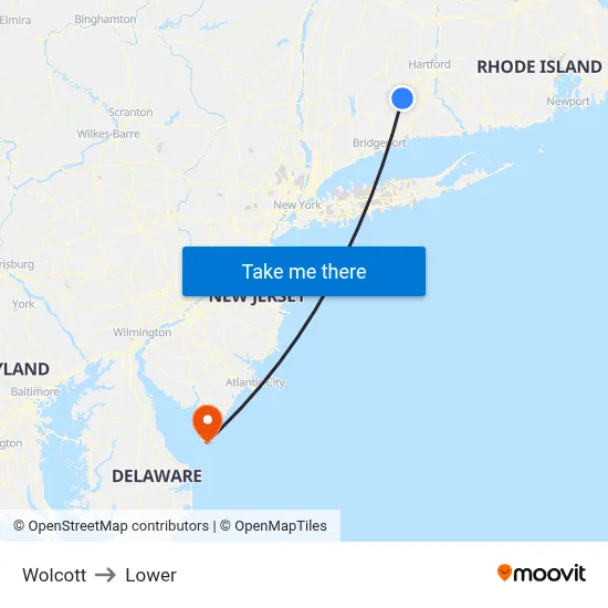 Wolcott to Lower map