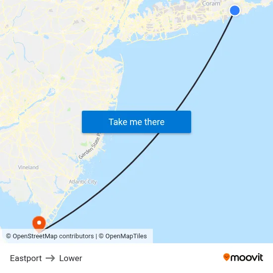 Eastport to Lower map