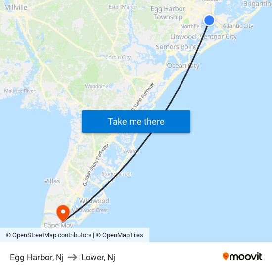 Egg Harbor, Nj to Lower, Nj map