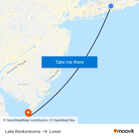 Lake Ronkonkoma to Lower map