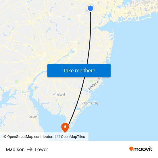 Madison to Lower map