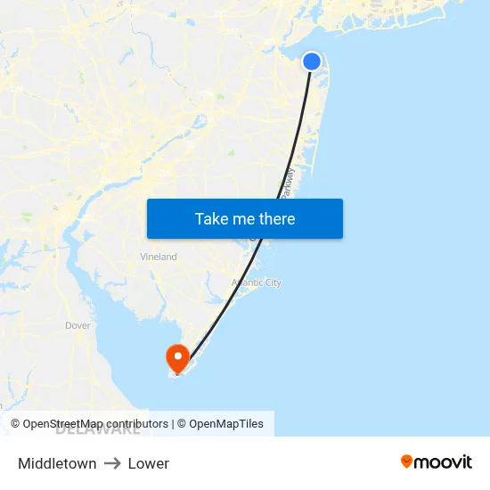 Middletown to Lower map